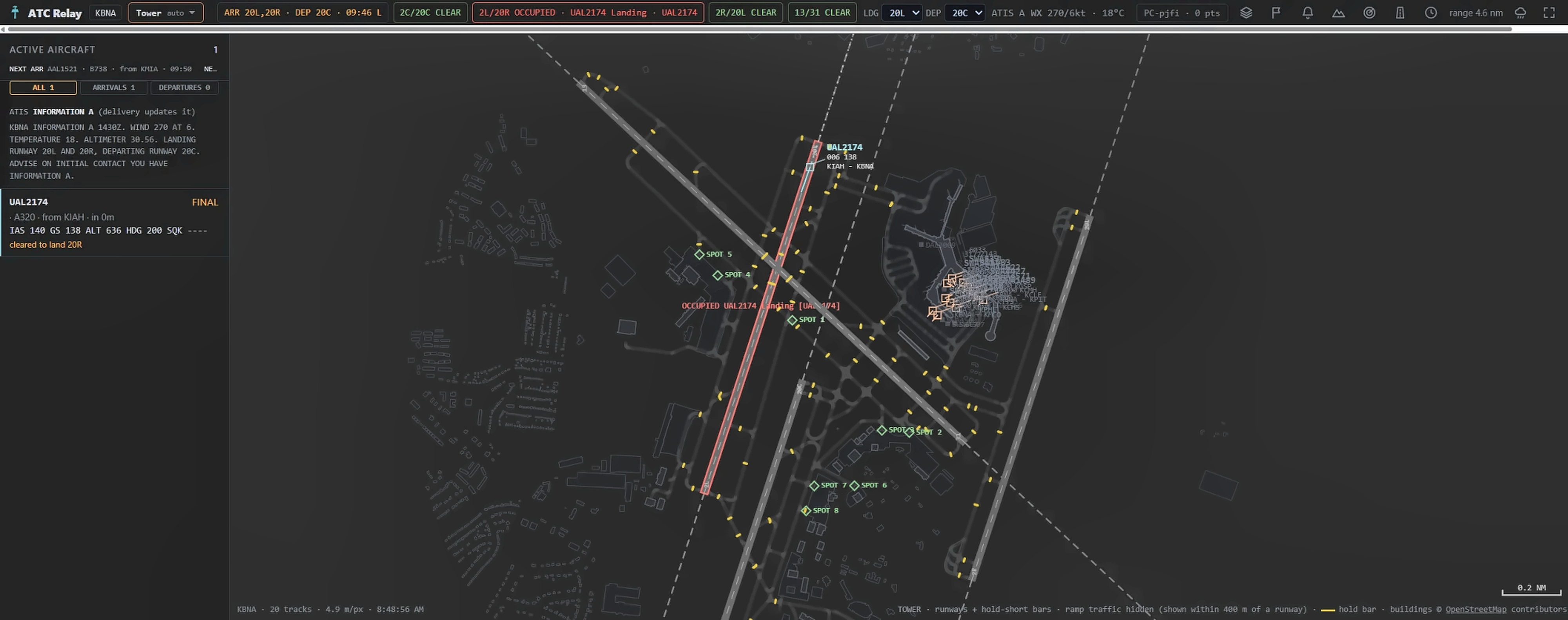 ATC Relay browser Tower view at KBNA